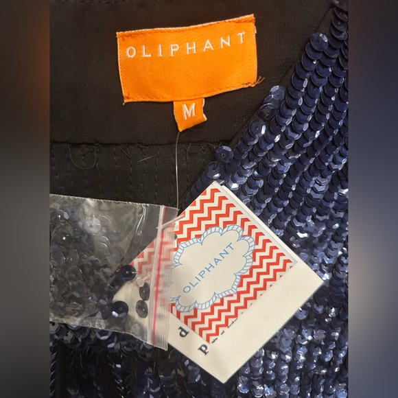 Oliphant Sequin V Neck Blouse with Button Detail at the Sleeve - Picture 3 of 8